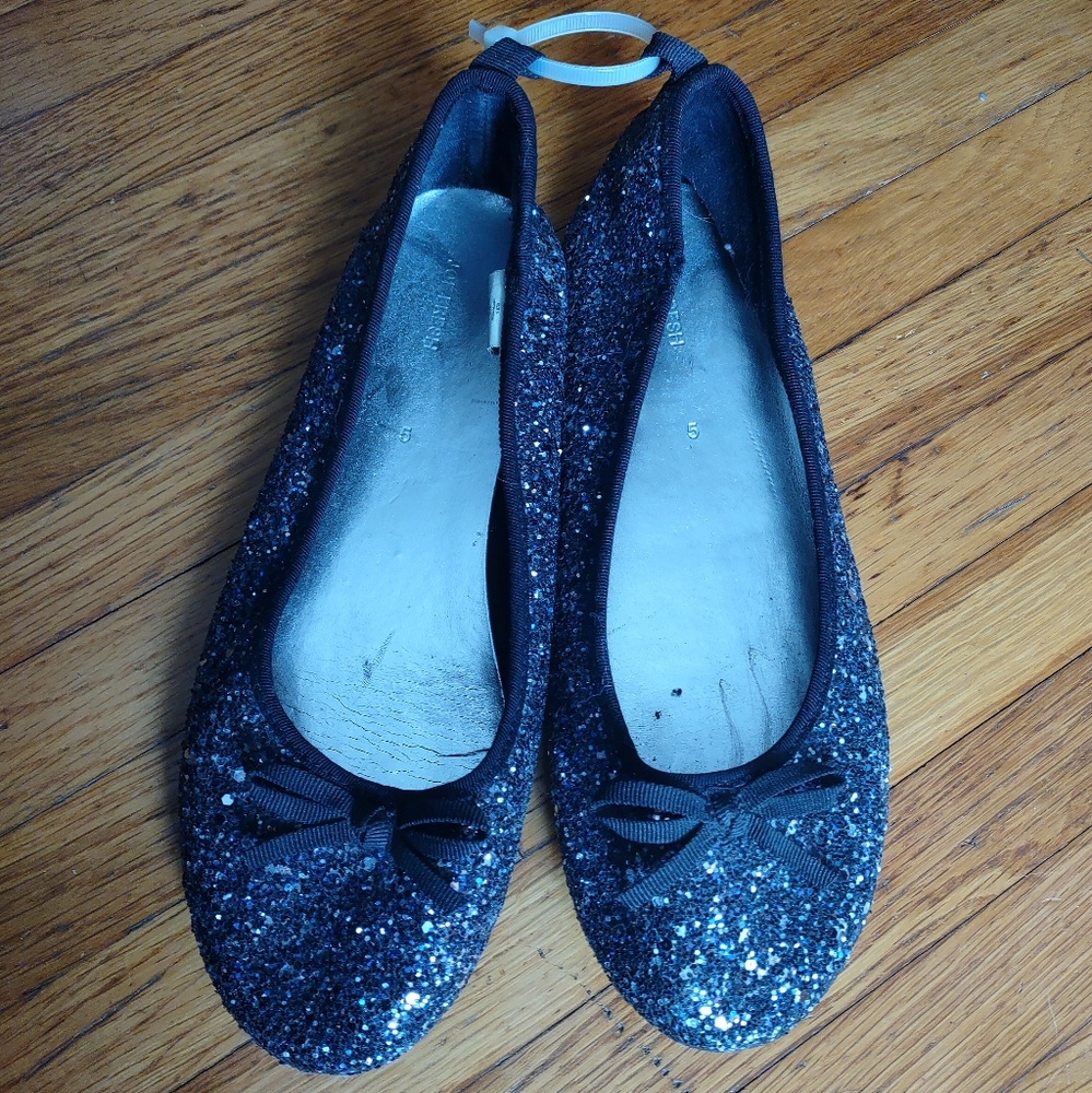 Sparkling Black Glitter Ballet Flats